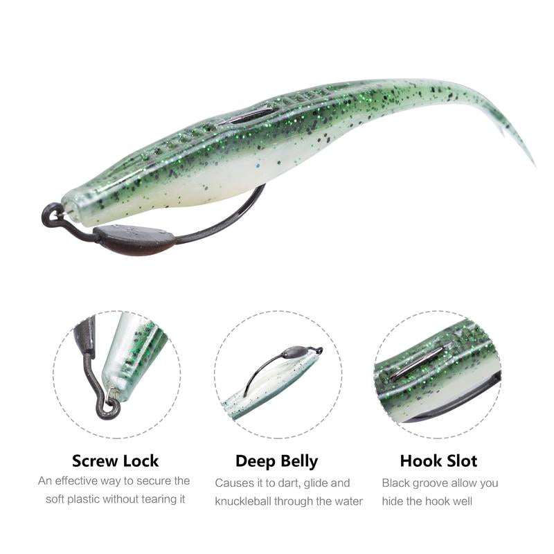 Bombrooster Fishing Baits Paddle Tail Swimbaits, 15Pcs/25Pcs/30Pcs/40Pcs Soft Plastic Lures Jerkbait Fishing Lure