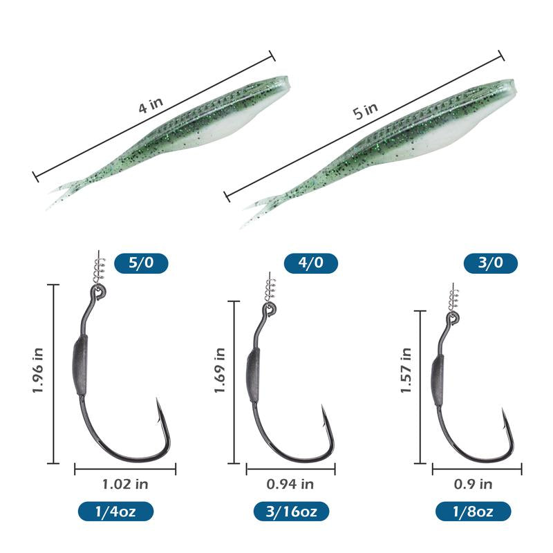 Bombrooster Fishing Baits Paddle Tail Swimbaits, 15Pcs/25Pcs/30Pcs/40Pcs Soft Plastic Lures Jerkbait Fishing Lure