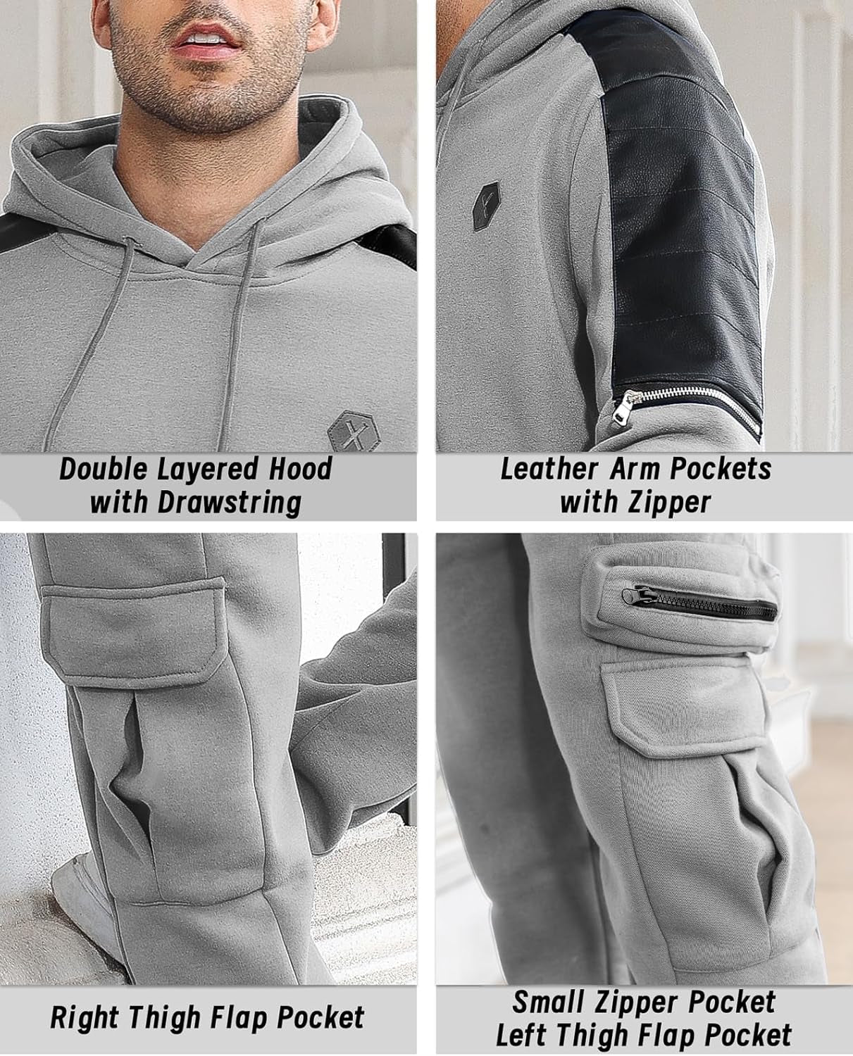 Men'S Tracksuit 2 Piece Hoodie Athletic Jogging Sweatsuits for Men Casual Sports Long Sleeve Pullover Suit Set