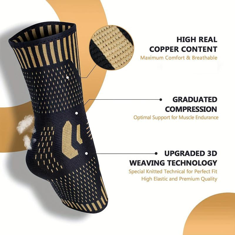 Copper Ankle Sleeves for Sports and Fitness - High Stretch and Breathable Ankle Heel Protection, Ideal Christmas Gift