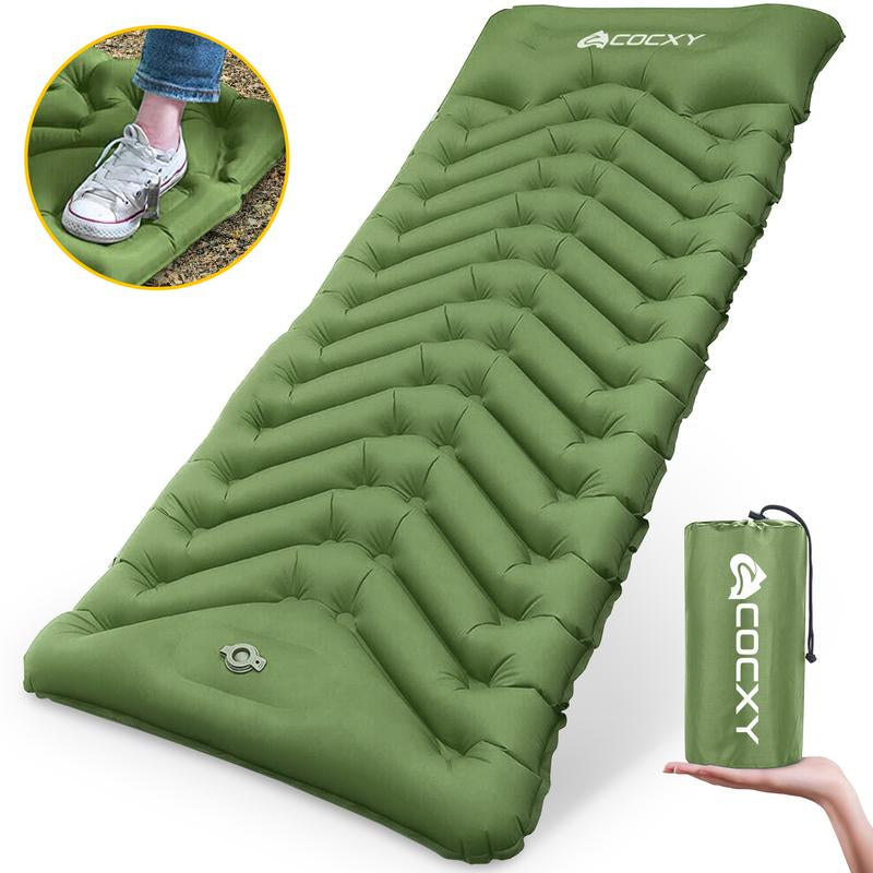 COCXY Sleeping Pad for Camping Ultralight Inflatable Sleeping Mat with Pillow & Built-In Foot Pump, Self Inflating for Traveling Backpacking, Hiking Air Mattress