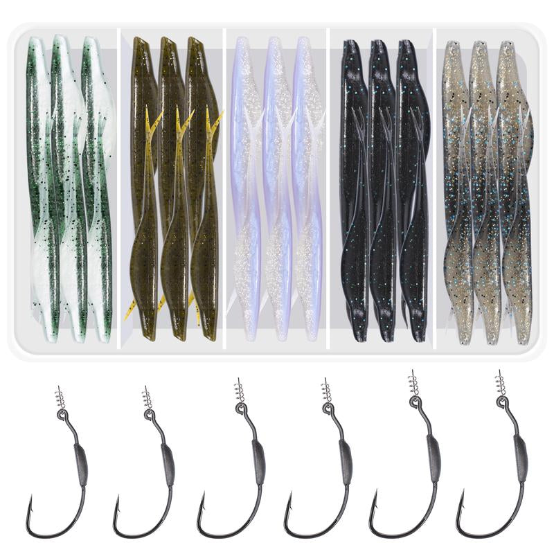 Bombrooster Fishing Baits Paddle Tail Swimbaits, 15Pcs/25Pcs/30Pcs/40Pcs Soft Plastic Lures Jerkbait Fishing Lure