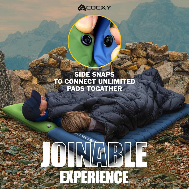 COCXY Sleeping Pad for Camping Ultralight Inflatable Sleeping Mat with Pillow & Built-In Foot Pump, Self Inflating for Traveling Backpacking, Hiking Air Mattress