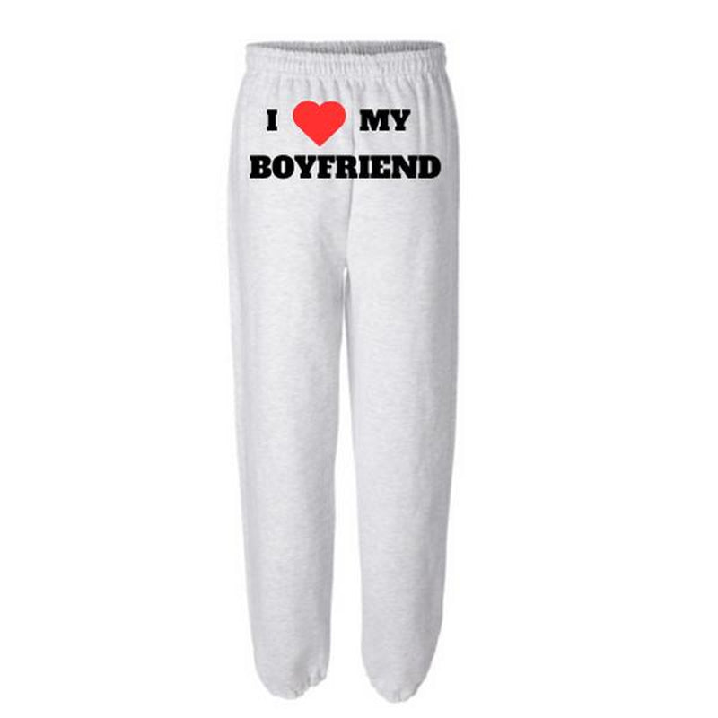 I Love My Boyfriend Sweatpants W Pockets Valentines Day Gift - Grey
