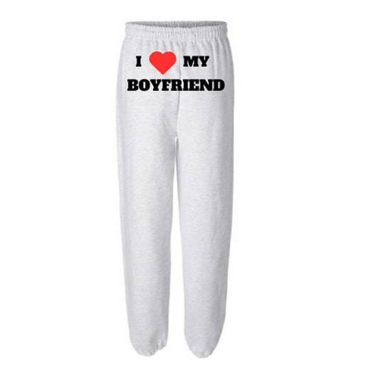 I Love My Boyfriend Sweatpants W Pockets Valentines Day Gift - Grey