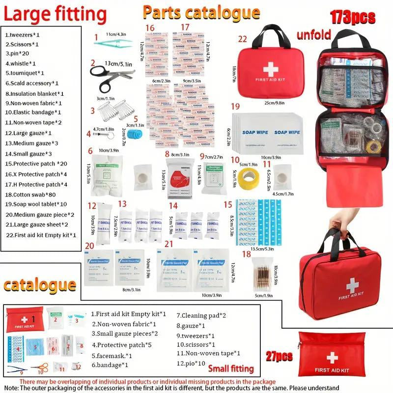 Outdoor First Aid Kit, Portable Bag for Hunting, Hiking, Camping, Includes Emergency Supplies and Accessories for Multi-Purpose Use, Christmas Gift