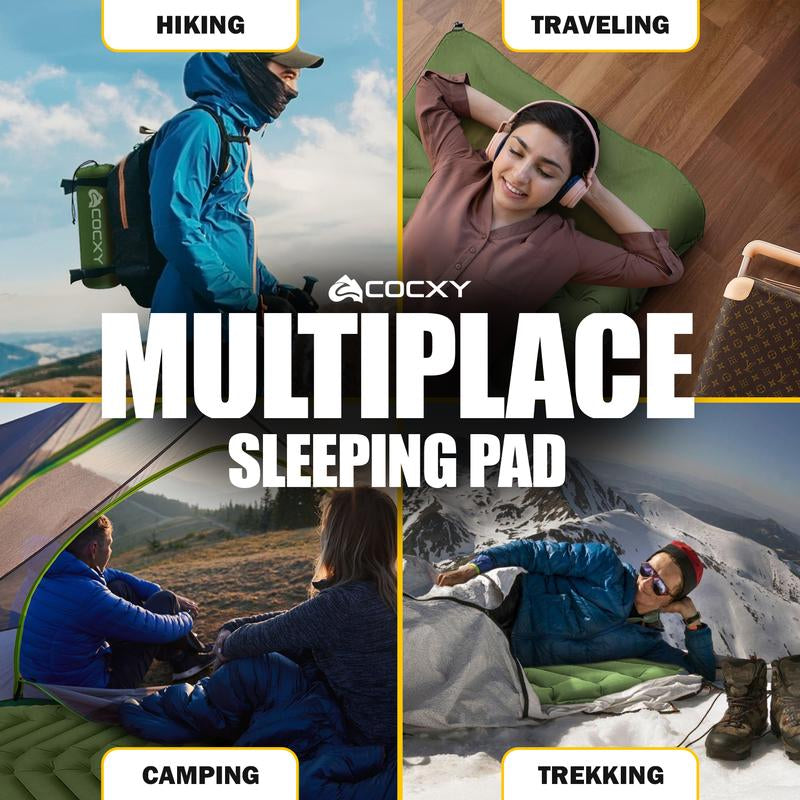 COCXY Sleeping Pad for Camping Ultralight Inflatable Sleeping Mat with Pillow & Built-In Foot Pump, Self Inflating for Traveling Backpacking, Hiking Air Mattress