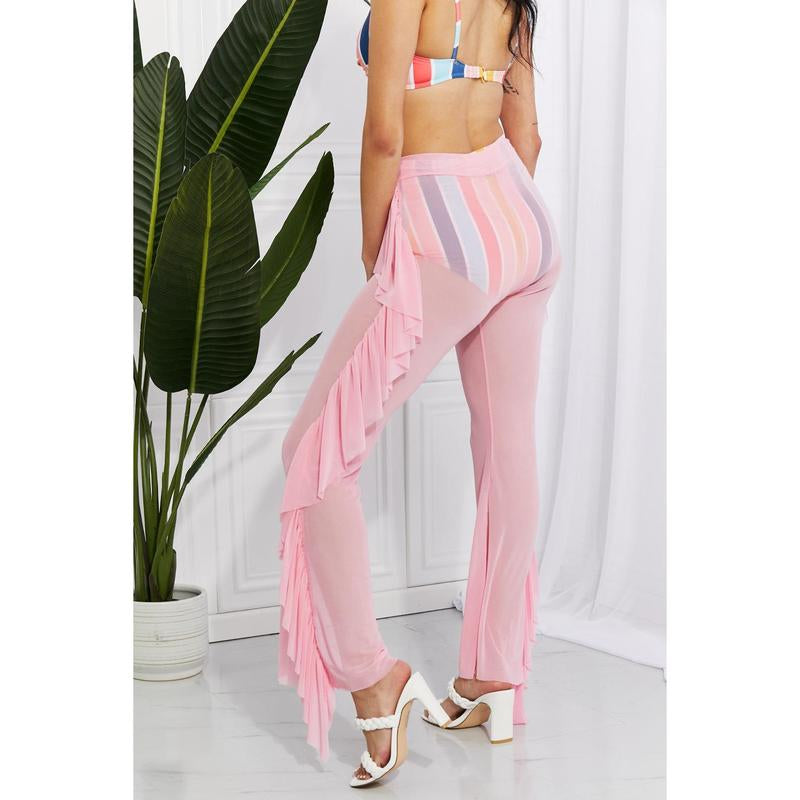 Marina West Swim Take Me to the Beach Mesh Ruffle Cover-Up Pants