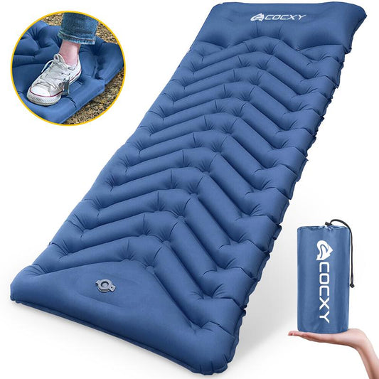COCXY Sleeping Pad for Camping Ultralight Inflatable Sleeping Mat with Pillow & Built-In Foot Pump, Self Inflating for Traveling Backpacking, Hiking Air Mattress