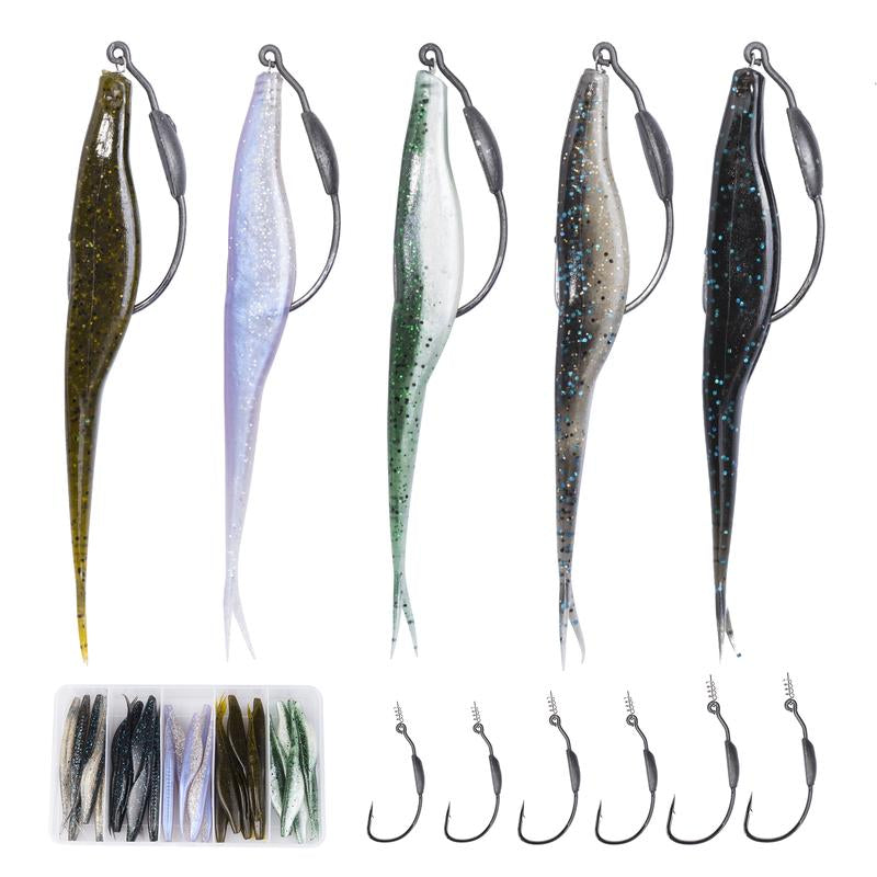 Bombrooster Fishing Baits Paddle Tail Swimbaits, 15Pcs/25Pcs/30Pcs/40Pcs Soft Plastic Lures Jerkbait Fishing Lure