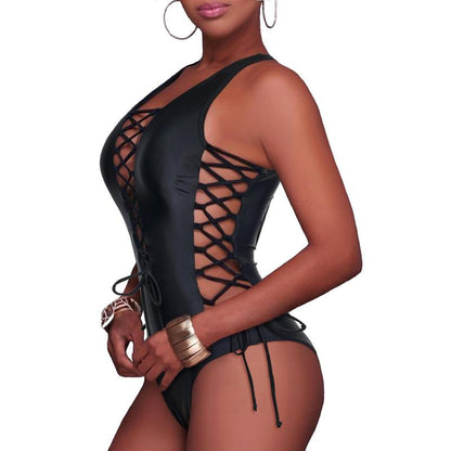 Holipick Women Sexy One Piece Swimsuit One Shoulder Bathing Suit Lace up Swimwear