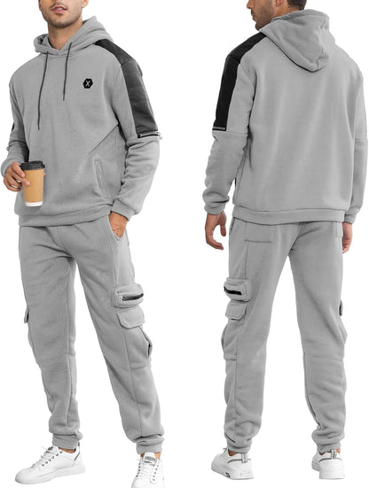 Men'S Tracksuit 2 Piece Hoodie Athletic Jogging Sweatsuits for Men Casual Sports Long Sleeve Pullover Suit Set